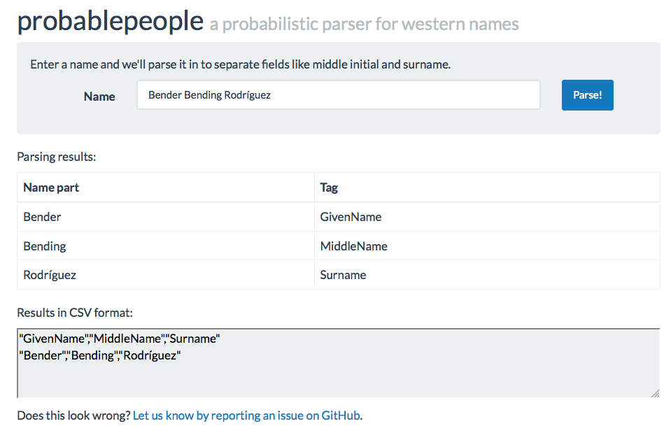 Parse names and parse ... anything, really