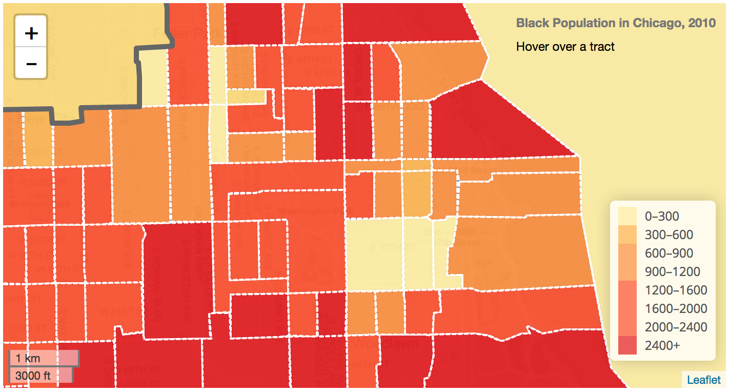 A screenshot of Jay's maps of 2010 Black population in Chicago
